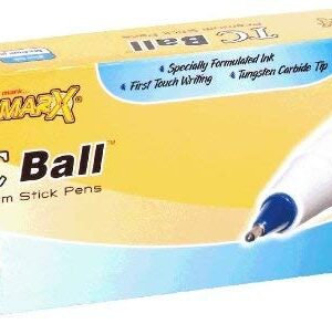 Promarx TC Ball Medium Ballpoint Stick Pens, 1.0 mm, Blue Ink, 12-Count