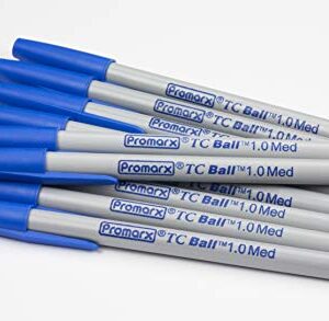 Promarx TC Ball Medium Ballpoint Stick Pens, 1.0 mm, Blue Ink, 12-Count