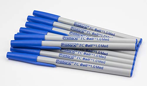 Promarx TC Ball Medium Ballpoint Stick Pens, 1.0 mm, Blue Ink, 12-Count