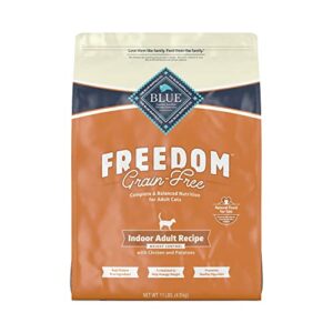 blue buffalo freedom grain free natural indoor weight control adult dry cat food, chicken 11-lb