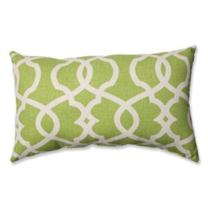 pillow perfect - 512761 lattice damask leaf rectangular throw pillow,green beige