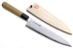 yoshihiro vg-10 46 layers hammered damascus gyuto japanese chefs knife (octagonal ambrosia handle) (8.25" (210mm)