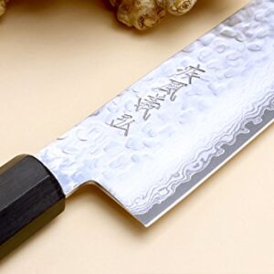 Yoshihiro VG-10 46 Layers Hammered Damascus Sujihiki Japanese Slicer Knife (9.5'' (240mm) Ambrosia Handle)