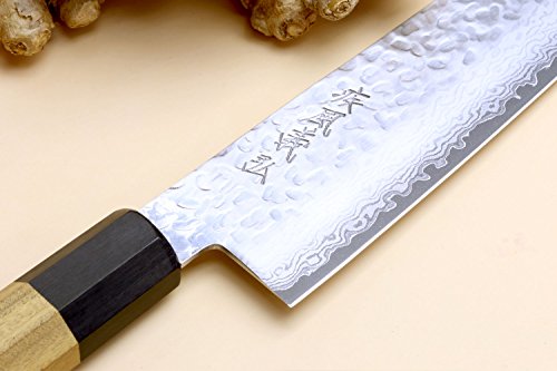 Yoshihiro VG-10 46 Layers Hammered Damascus Sujihiki Japanese Slicer Knife (9.5'' (240mm) Ambrosia Handle)