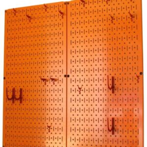 Wall Control Kitchen Pegboard Organizer Pots and Pans Pegboard Pack Storage and Organization Kit with Orange Pegboard and Red Accessories