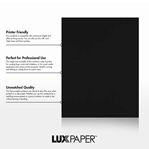 LUXPaper 8.5" x 11" Cardstock | Letter Size | Midnight Black | 100lb. Cover (183lb. Text) | 50 Qty