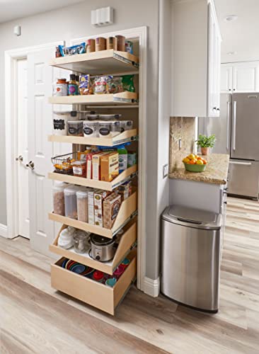 Slide-A-Shelf Made-to-Fit Slide-Out Shelf: Maple Wood Front with Full Extension Soft Close Rail
