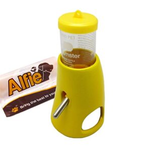 alfie pet - 2-in-1 water bottle with hut for small pets like dwarf hamster and mouse - color: yellow