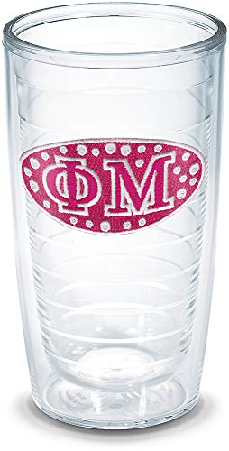 Tervis Sorority - Phi Mu Made in USA Double Walled Insulated Tumbler Travel Cup Keeps Drinks Cold & Hot, 16oz - No Lid, Clear