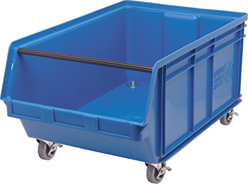 Quantum Storage QMS843MOBBL Magnum Heavy Duty Plastic Mobile Storage Bin with Spread Bar, 29" x 18-3/8" x 14-7/8", Blue