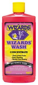 wizards car wash - super concentrated car wash soap - no salt biodegradable car wash soap with thick foam - exterior care products for marine use - foam cannon soap for car washing supplies - 16 oz