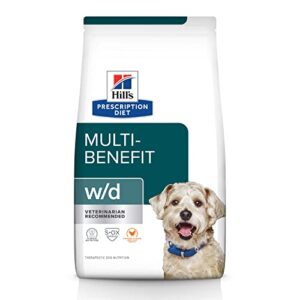 hill's prescription diet w/d multi-benefit digestive/weight/glucose/urinary management chicken flavor dry dog food, veterinary diet, 27.5 lb. bag