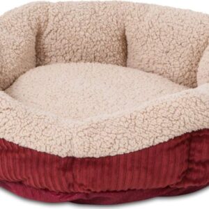 Petmate Aspen Pet Self Warming Round Bed, 19.5 Inches, Barn Red and Cream