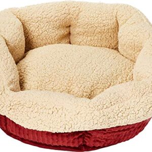 Petmate Aspen Pet Self Warming Round Bed, 19.5 Inches, Barn Red and Cream