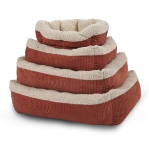 Petmate Aspen Pet Self Warming Round Bed, 19.5 Inches, Barn Red and Cream