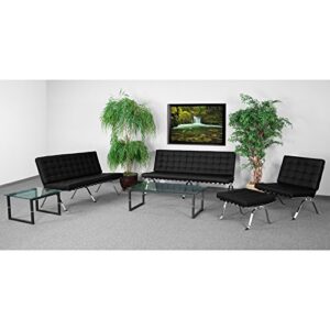 Flash Furniture HERCULES Flash Series Black LeatherSoft Sofa with Curved Legs