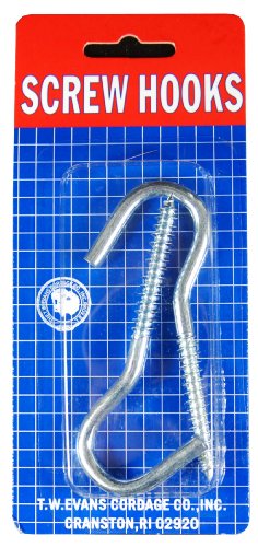 T.W Evans Cordage 47-071 Clothesline Screw Hooks, 2 Per Card