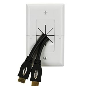 DATA COMM Electronics 45-0017-WH Split Style TV Plate with Flexible AV/HDMI Cable Pass-Through - White