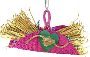 bonka bird toys 950 foraging taco shredding parrot toy, brightly colored natural raffia and palm leaf. quality product hand made in the usa.