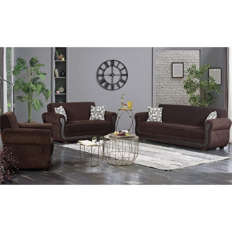 BEYAN Sunrise Collection Large Folding Sofa Sleeper Bed with Storage Space and Includes 2 Pillows, Dark Brown