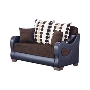 beyan illinois collection convertible storage loveseat with ample storage space, includes 2 pillows, dark brown