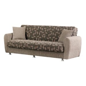empire furniture usa chestnut 2016 collection convertible sofa bed with storage space including 2 pillows, light brown
