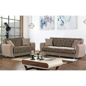 Empire Furniture USA Chestnut 2016 Collection Convertible Sofa Bed with Storage Space Including 2 Pillows, Light Brown