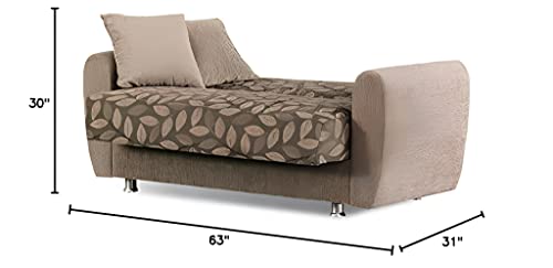 BEYAN Chestnut 2016 Collection Living Room Convertible Storage Loveseat with Storage Space, Includes 2 Pillows, Dark Brown