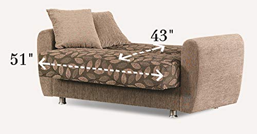 BEYAN Chestnut 2016 Collection Living Room Convertible Storage Loveseat with Storage Space, Includes 2 Pillows, Dark Brown