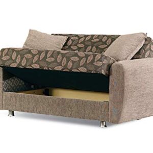 BEYAN Chestnut 2016 Collection Living Room Convertible Storage Loveseat with Storage Space, Includes 2 Pillows, Dark Brown
