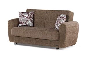 beyan colorado collection guest room convertible storage loveseat with storage space, includes 2 pillows, dark brown