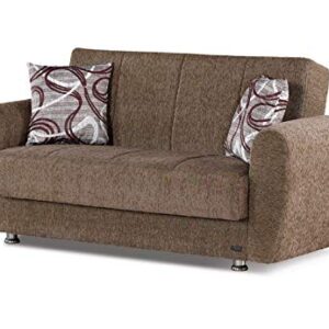 BEYAN Colorado Collection Guest Room Convertible Storage Loveseat with Storage Space, Includes 2 Pillows, Dark Brown