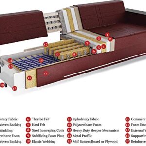 BEYAN Colorado Collection Guest Room Convertible Storage Loveseat with Storage Space, Includes 2 Pillows, Dark Brown