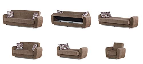 BEYAN Colorado Collection Guest Room Convertible Storage Loveseat with Storage Space, Includes 2 Pillows, Dark Brown