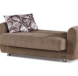 BEYAN Colorado Collection Guest Room Convertible Storage Loveseat with Storage Space, Includes 2 Pillows, Dark Brown