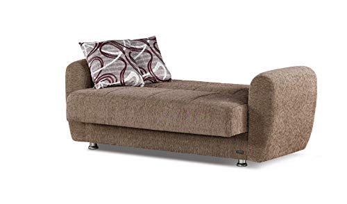 BEYAN Colorado Collection Guest Room Convertible Storage Loveseat with Storage Space, Includes 2 Pillows, Dark Brown