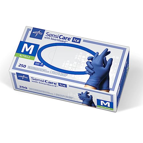 Medline SensiCare Ice Blue Nitrile Exam Gloves,Dark Blue