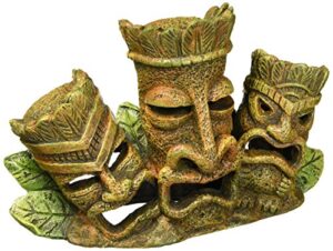 penn-plax rrt4 tiki tribe aquarium ornament | fun resin decor item featuring 3 faces for a fun look in any tank