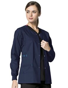 wonderwink women's wonderflex constance scrub jacket, navy, x-large