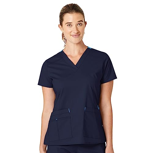 WonderWink Women's Wonderflex Verity Scrub Top, Navy, X-Large