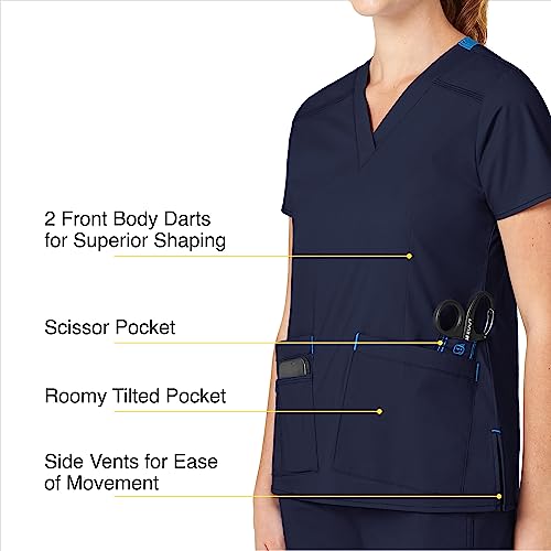 WonderWink Women's Wonderflex Verity Scrub Top, Navy, X-Large