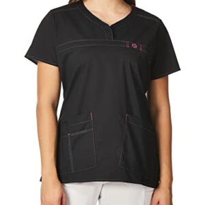 WonderWink Women's Wonderflex Patience Scrub Top, Black, XX-Large