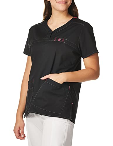 WonderWink Women's Wonderflex Patience Scrub Top, Black, XX-Large