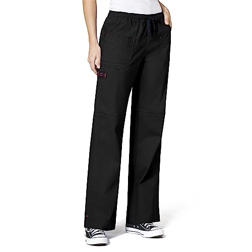 WonderWink Women's Wonderflex Faith Scrub Pant, Black, Large