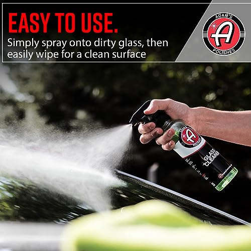 Adam’s Glass Cleaner - Car Window Cleaner | Car Wash All-Natural Streak Free Formula For Car Cleaning | Safe On Tinted & Non-Tinted Glass | Won’t Strip Car Wax or Paint Protection