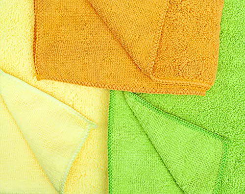 Detailer's Preference Eurow Microfiber Cleaning and Drying Cloths for Home and Auto, 14 by 17 Inches, Yellow, Green, Orange, 15 Pack