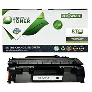 RT 05A MICR Toner Compatible Replacement for HP CE505A 505A | HP Laser Printers P2035 P2035N P2055DN 2055DN 2035N P2030 P2050 P2055D P2055X Check Printer Ink Cartridge