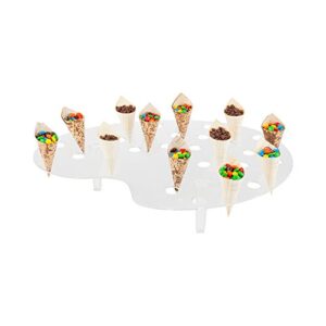 restaurantware ice cream cone holders, 4 palette design popcorn cone holders - 35 holes, for weddings, birthday parties, holidays, & baby showers, clear plastic cone st&s, display c&y or french fries