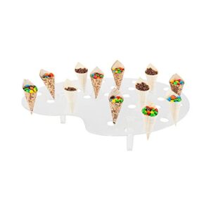 Restaurantware Ice Cream Cone Holders, 4 Palette Design Popcorn Cone Holders - 35 Holes, For Weddings, Birthday Parties, Holidays, & Baby Showers, Clear Plastic Cone St&s, Display C&y Or French Fries