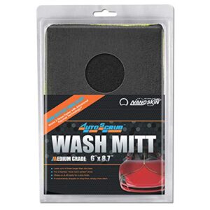 nanoskin autoscrub surface prep wash mitt medium grade- patented clay bar replacement tool to remove embedded contaminants before wax & coating | safe for painted surface, glass, plastic, metal & more